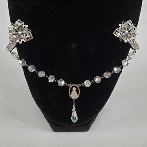 Vintage Fur/Shawl Clip w/Jesus and Madonna - Aurora Borealis Swarovski Crystals